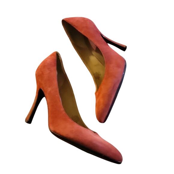 Isaac Mizrahi Suede Pumps Women's 11 Red Pointed Toe Career Office NWT - Picture 4 of 5